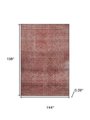 HomeRoots 10' X 14' Pink and Mauve Geometric Area Rug - Washable, UV Protected, Durable for High-Traffic Spaces 716761