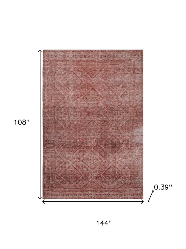 HomeRoots 10' X 14' Pink and Mauve Geometric Area Rug - Washable, UV Protected, Durable for High-Traffic Spaces 716761