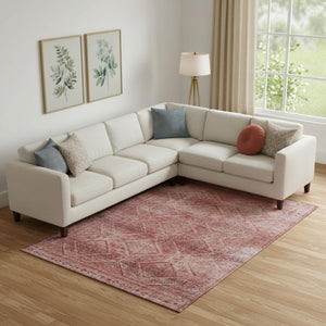 HomeRoots 10' X 14' Pink and Mauve Geometric Area Rug - Washable, UV Protected, Durable for High-Traffic Spaces 716761