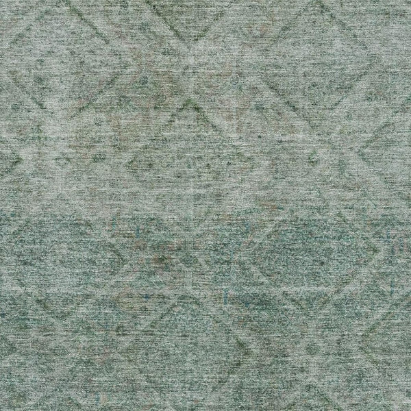 HomeRoots 8' Stylish Teal and Pale Aqua Geometric Washable Round Rug with UV Protection for Modern Homes 716764