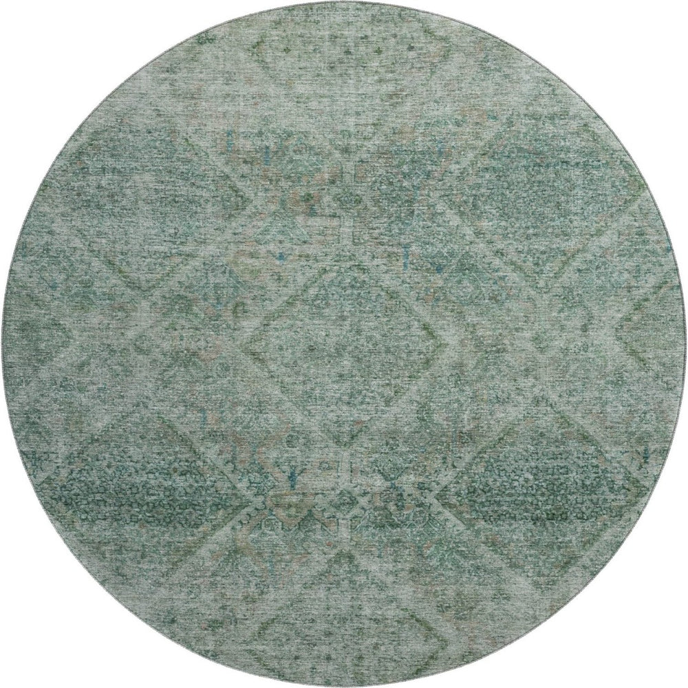 HomeRoots 8' X 10' Teal & Aqua Geometric Washable Area Rug - UV Protected, Kid & Pet Friendly, Stylish Design 716765