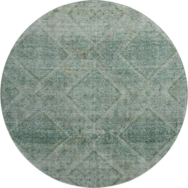 HomeRoots 8' X 10' Teal & Aqua Geometric Washable Area Rug - UV Protected, Kid & Pet Friendly, Stylish Design 716765