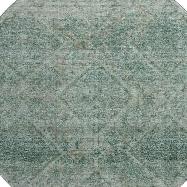 HomeRoots 8' X 10' Teal & Aqua Geometric Washable Area Rug - UV Protected, Kid & Pet Friendly, Stylish Design 716765