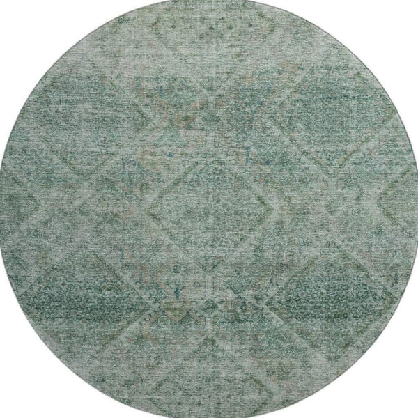 HomeRoots 8' X 10' Teal & Aqua Geometric Washable Area Rug - UV Protected, Kid & Pet Friendly, Stylish Design 716765