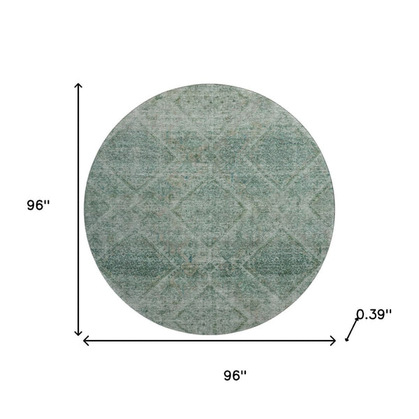 HomeRoots 8' X 10' Teal & Aqua Geometric Washable Area Rug - UV Protected, Kid & Pet Friendly, Stylish Design 716765