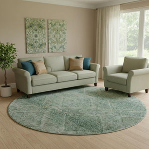 HomeRoots 8' X 10' Teal & Aqua Geometric Washable Area Rug - UV Protected, Kid & Pet Friendly, Stylish Design 716765