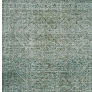 HomeRoots 9' X 12' Teal Geometric Area Rug - Washable, UV-Protected, Stylish Durability for Busy Homes 716766