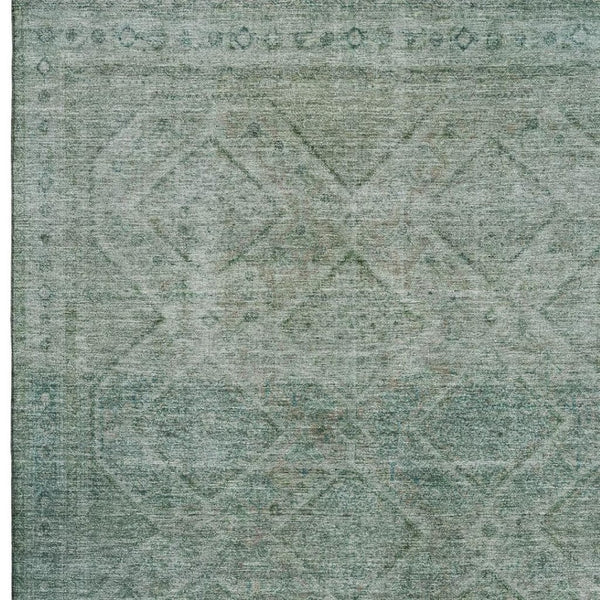 HomeRoots 9' X 12' Teal Geometric Area Rug - Washable, UV-Protected, Stylish Durability for Busy Homes 716766