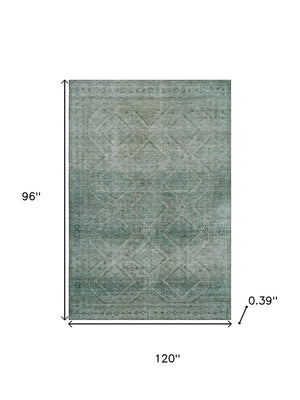 HomeRoots 9' X 12' Teal Geometric Area Rug - Washable, UV-Protected, Stylish Durability for Busy Homes 716766