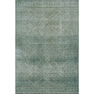 HomeRoots 10' Modern Teal & Pale Aqua Geometric Washable Area Rug with UV Protection for High-Traffic Spaces 716767