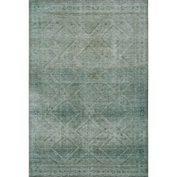 HomeRoots 10' Modern Teal & Pale Aqua Geometric Washable Area Rug with UV Protection for High-Traffic Spaces 716767