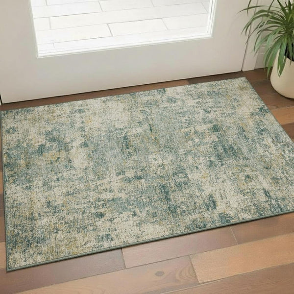 HomeRoots 5' X 8' Sage and Beige Modern Abstract Area Rug – Machine Washable, UV Protection, Perfect for Homes! 716769