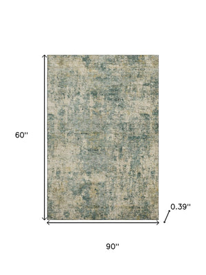 HomeRoots 8' Sage and Beige Abstract Round Rug – Stylish, Washable, UV-Protected, Perfect for High-Traffic Areas 716770