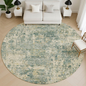 HomeRoots 8' X 10' Sage and Beige Abstract Area Rug - Washable, UV Protected, Durable Design for Everyday Living 716771