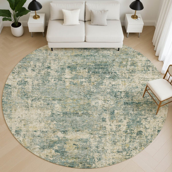 HomeRoots 8' X 10' Sage and Beige Abstract Area Rug - Washable, UV Protected, Durable Design for Everyday Living 716771