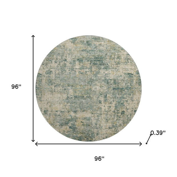 HomeRoots 8' X 10' Sage and Beige Abstract Area Rug - Washable, UV Protected, Durable Design for Everyday Living 716771
