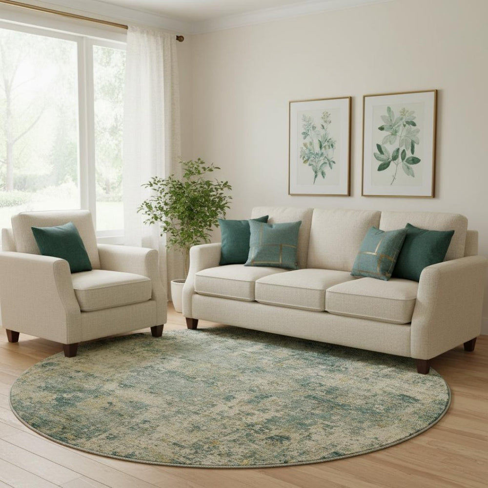 HomeRoots 8' X 10' Sage and Beige Abstract Area Rug - Washable, UV Protected, Durable Design for Everyday Living 716771