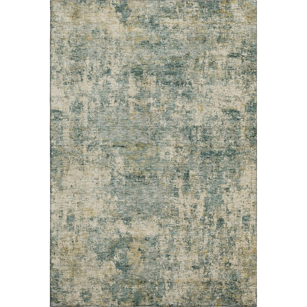 HomeRoots 9' X 12' Sage and Beige Abstract Area Rug - Washable, UV-Protected, Durable, Modern Home Decor 716772