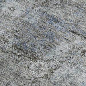 HomeRoots 5' X 8' Blue And Taupe Abstract Washable Area Rug - Stylish, Durable & UV-Resistant for All Spaces 716775