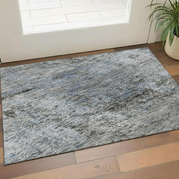 HomeRoots 5' X 8' Blue And Taupe Abstract Washable Area Rug - Stylish, Durable & UV-Resistant for All Spaces 716775