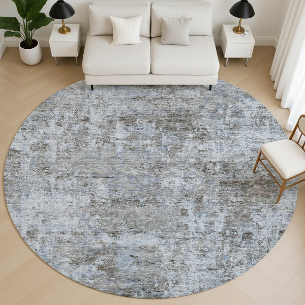 HomeRoots 8' X 10' Modern Blue and Taupe Abstract Area Rug, Washable, UV Protected for High-Traffic Homes 716777