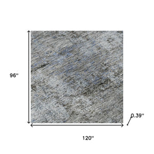 HomeRoots 9' X 12' Blue & Taupe Abstract Washable Area Rug - UV Protected, Durable & Low-Maintenance Design 716778