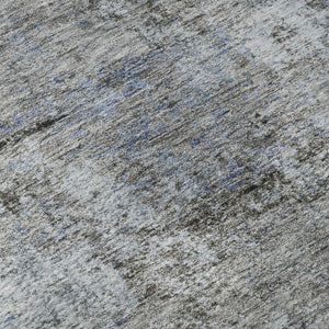 HomeRoots 9' X 12' Blue & Taupe Abstract Washable Area Rug - UV Protected, Durable & Low-Maintenance Design 716778