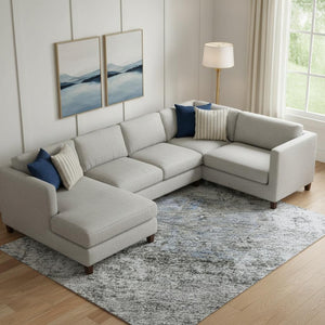 HomeRoots 10' Blue and Taupe Abstract Washable Area Rug - UV Protected, Durable, Stylish for Active Homes 716779