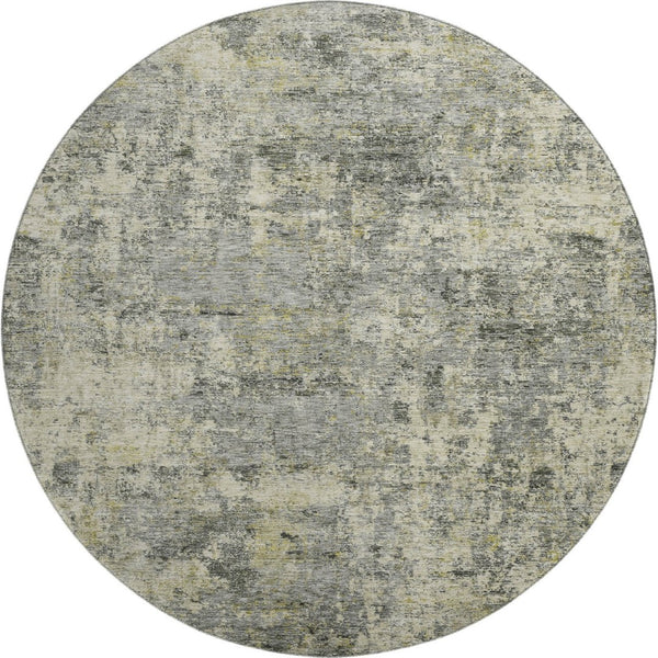 HomeRoots 8' X 10' Durable Pewter and Beige Abstract Area Rug - Washable, UV-Protected, Stain-Resistant Design 716783