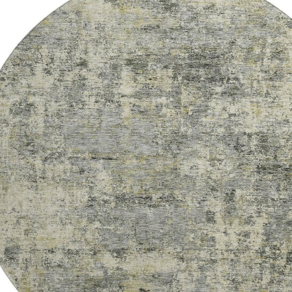 HomeRoots 8' X 10' Durable Pewter and Beige Abstract Area Rug - Washable, UV-Protected, Stain-Resistant Design 716783