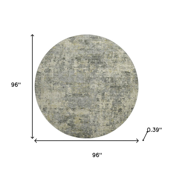 HomeRoots 8' X 10' Durable Pewter and Beige Abstract Area Rug - Washable, UV-Protected, Stain-Resistant Design 716783