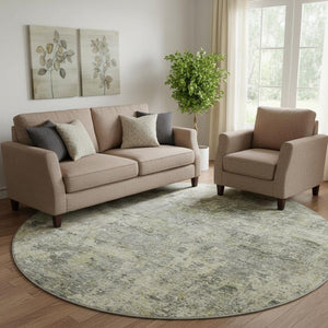 HomeRoots 8' X 10' Durable Pewter and Beige Abstract Area Rug - Washable, UV-Protected, Stain-Resistant Design 716783
