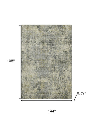 HomeRoots 10' X 14' Stylish Pewter & Beige Abstract Area Rug - Machine Washable, UV-Protected, Stain Resistant! 716785