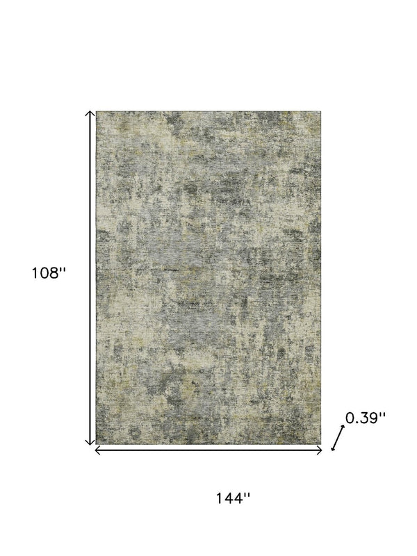 HomeRoots 10' X 14' Stylish Pewter & Beige Abstract Area Rug - Machine Washable, UV-Protected, Stain Resistant! 716785