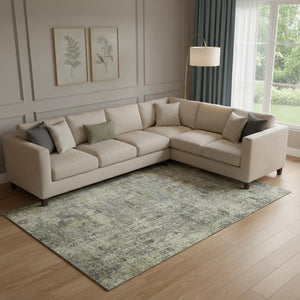 HomeRoots 10' X 14' Stylish Pewter & Beige Abstract Area Rug - Machine Washable, UV-Protected, Stain Resistant! 716785