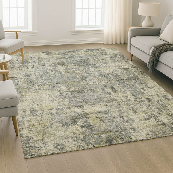 HomeRoots 10' X 14' Stylish Pewter & Beige Abstract Area Rug - Machine Washable, UV-Protected, Stain Resistant! 716785
