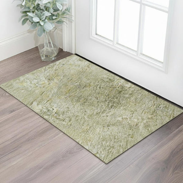 HomeRoots 5' X 8' Sage and Beige Abstract Washable Area Rug - Stylish, Durable, UV-Protected for Modern Homes 716787