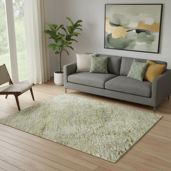 HomeRoots 8' Sage and Beige Abstract Washable Round Rug with UV Protection – Stylish, Durable, Pet-Friendly Design 716788