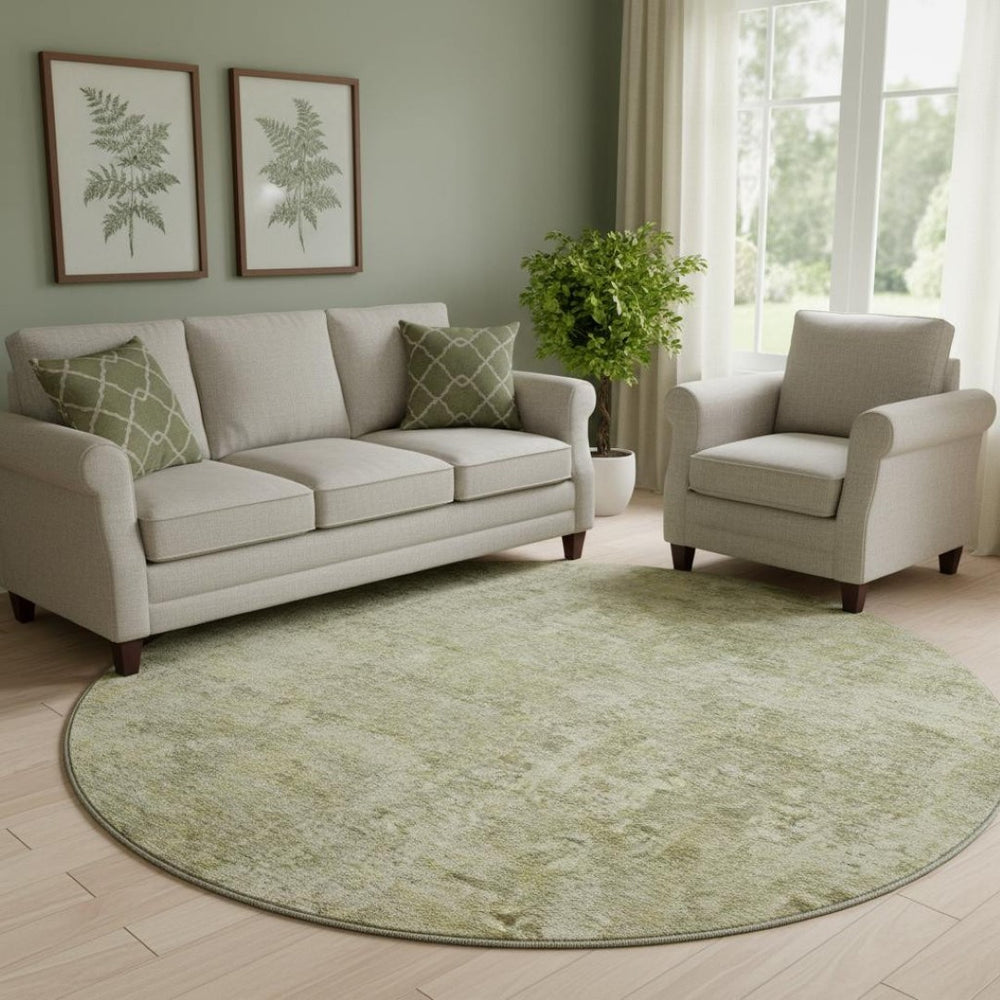 HomeRoots 8' X 10' Sage and Beige Abstract Area Rug - Washable, UV Protected, and Perfect for High-Traffic Areas 716789