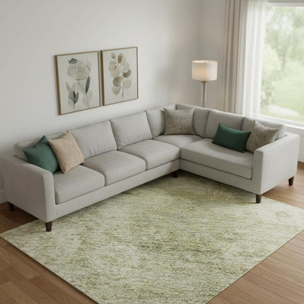 HomeRoots 9' X 12' Stylish Sage and Beige Abstract Area Rug - Washable, UV Protected, Stain Resistant Design 716790