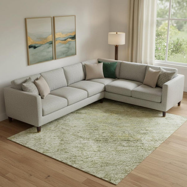 HomeRoots 10' X 14' Sage and Beige Abstract Area Rug - Machine Washable, UV Protected, Kid & Pet Friendly! 716791