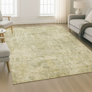HomeRoots 10' X 14' Sage and Beige Abstract Area Rug - Machine Washable, UV Protected, Kid & Pet Friendly! 716791