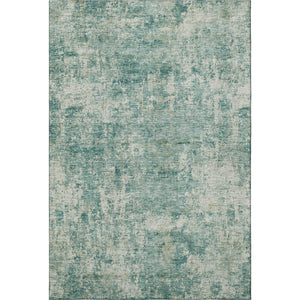 HomeRoots 8' Teal and Beige Abstract Washable Round Rug - UV Protected, Stain Resistant, Modern Design for Homes 716794
