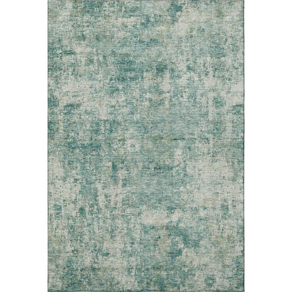 HomeRoots 8' Teal and Beige Abstract Washable Round Rug - UV Protected, Stain Resistant, Modern Design for Homes 716794