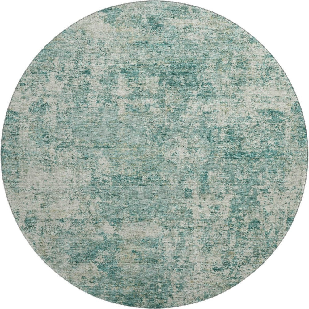 HomeRoots 8' X 10' Teal and Beige Abstract Area Rug – Washable, UV Protected, Durable Design for Modern Homes 716795