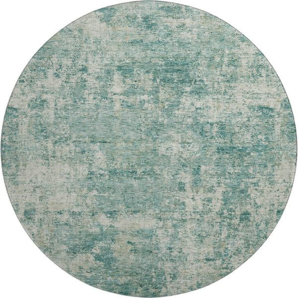 HomeRoots 8' X 10' Teal and Beige Abstract Area Rug – Washable, UV Protected, Durable Design for Modern Homes 716795