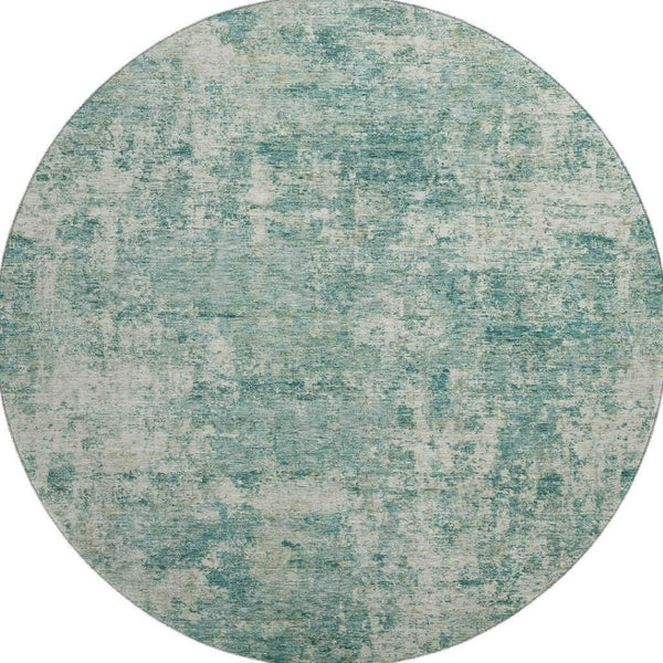 HomeRoots 8' X 10' Teal and Beige Abstract Area Rug – Washable, UV Protected, Durable Design for Modern Homes 716795