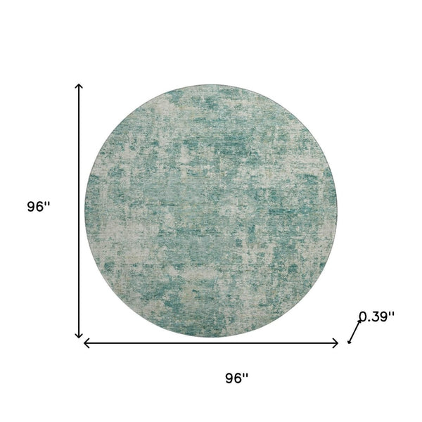 HomeRoots 8' X 10' Teal and Beige Abstract Area Rug – Washable, UV Protected, Durable Design for Modern Homes 716795