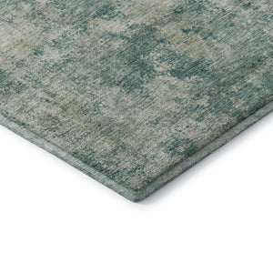 HomeRoots 9' X 12' Teal and Beige Abstract Area Rug - Washable, UV Protected, Stain Resistant for Modern Homes 716796