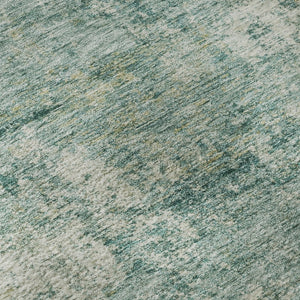 HomeRoots 9' X 12' Teal and Beige Abstract Area Rug - Washable, UV Protected, Stain Resistant for Modern Homes 716796